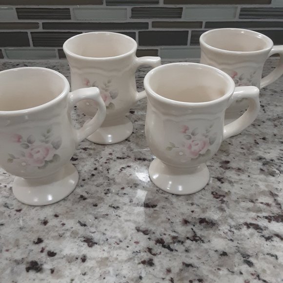 Vintage Pfaltzgraff Tea Rose Footed Coffee Mug Set - Picture 5 of 6